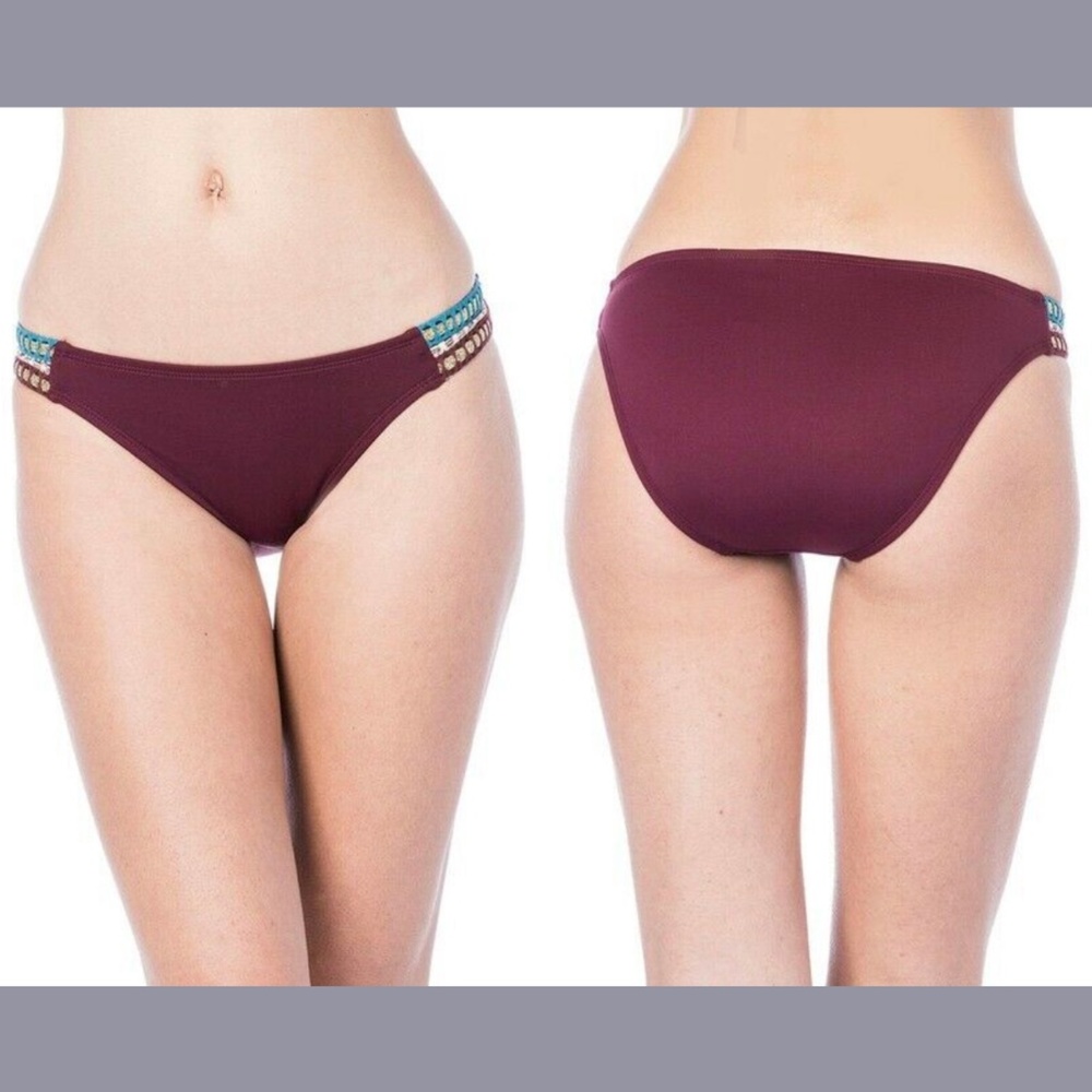 NEW La Blanca‎ [ 14 ] Running Stitch Hipster Bikini Bottoms in Mahogany